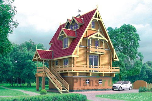 Двухэтажный комбинированный дом с мансардой по проекту 10-40