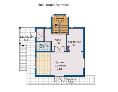Планировка первого этажа :: Проект дома из комбинированных материалов 10-40