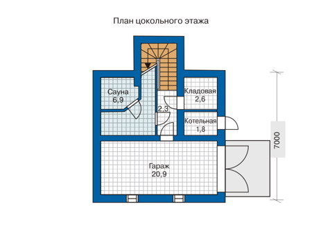 Планировка цокольного этажа :: Проект дома из комбинированных материалов 10-40