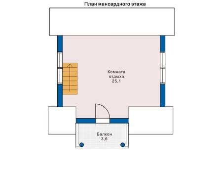 Планировка мансардного этажа :: Проект деревянного дома 10-68