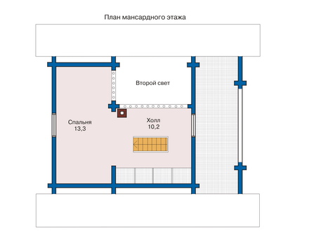 Планировка мансардного этажа :: Проект деревянного дома 10-76