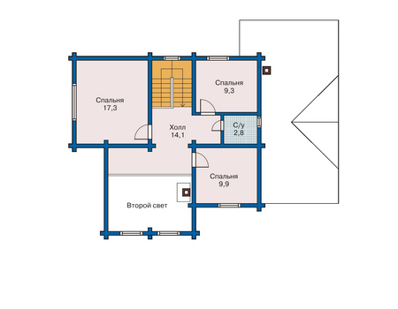 Планировка второго этажа :: Проект деревянного дома 11-07