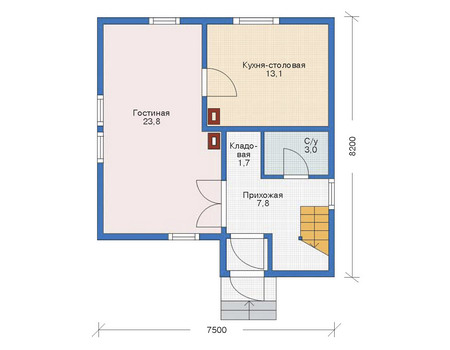 Планировка первого этажа :: Проект деревянного дома 11-15