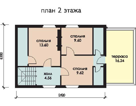 Планировка второго этажа :: Проект деревянного дома 11-28
