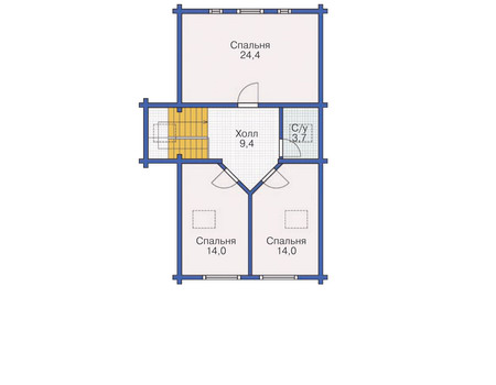 Планировка мансардного этажа :: Проект деревянного дома 11-74
