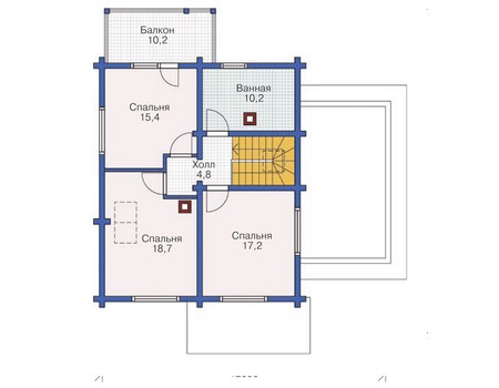 Планировка мансардного этажа :: Проект деревянного дома 11-88