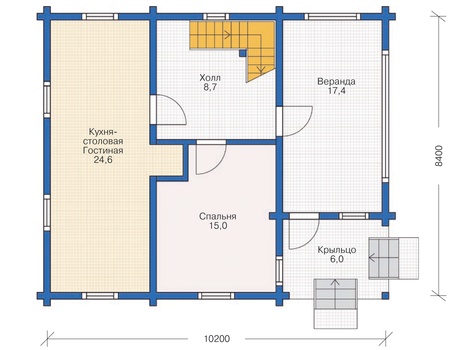 Планировка первого этажа :: Проект деревянного дома 11-95