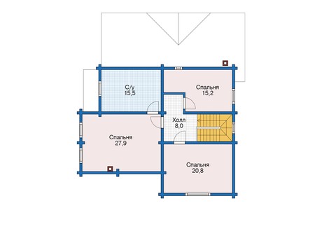 Планировка мансардного этажа :: Проект деревянного дома 12-46