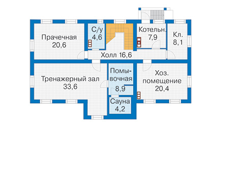 Планировка цокольного этажа :: Проект деревянного дома 12-71