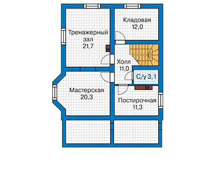 Планировка цокольного этажа :: Проект деревянного дома 12-88