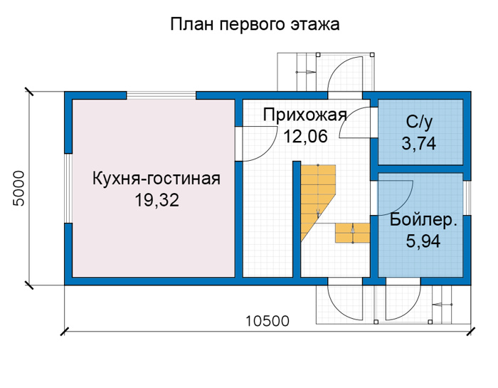 Планировка первого этажа :: Проект деревянного дома 12-95