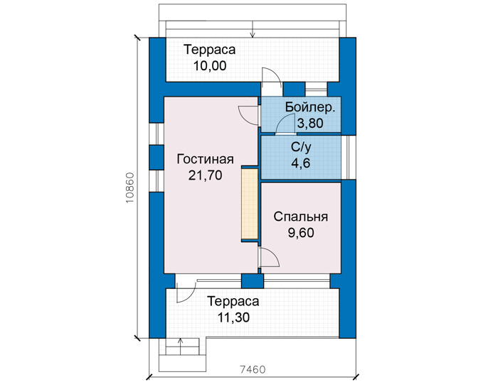 Планировка первого этажа :: Проект дома из газобетона 20-03