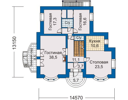 Планировка первого этажа :: Проект дома из кирпича 30-24