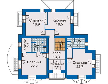 Планировка второго этажа :: Проект дома из кирпича 30-24