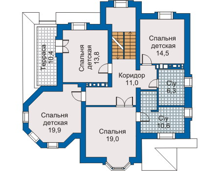 Планировка второго этажа :: Проект дома из кирпича 30-35