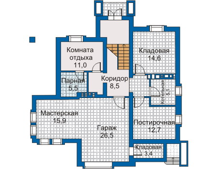 Планировка цокольного этажа :: Проект дома из кирпича 30-35