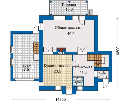 Планировка первого этажа :: Проект дома из кирпича 30-42