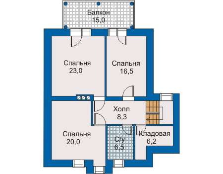 Планировка второго этажа :: Проект дома из кирпича 30-42