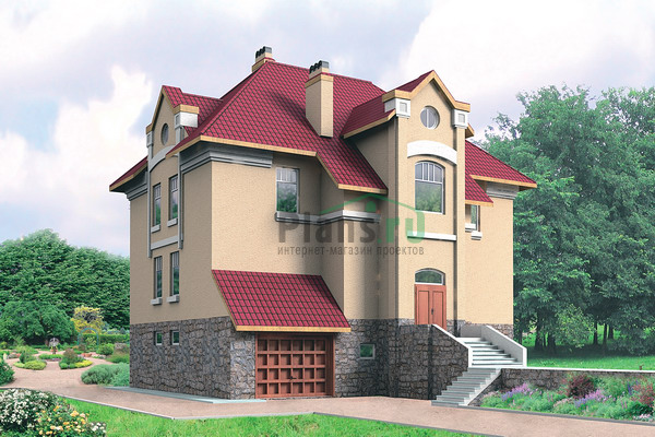 Двухэтажный дом из кирпича с мансардой по проекту 30-43