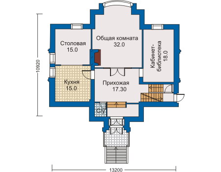 Планировка первого этажа :: Проект дома из кирпича 30-43
