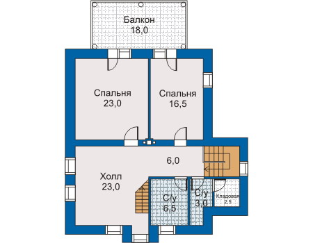 Планировка второго этажа :: Проект дома из кирпича 30-46