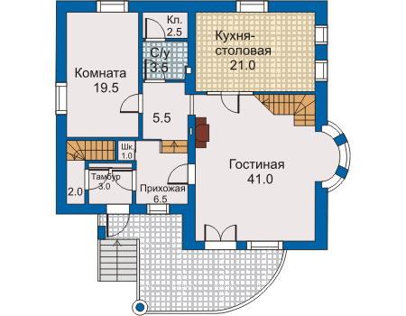 Планировка первого этажа :: Проект дома из газобетона 30-47