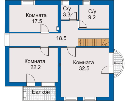 Планировка второго этажа :: Проект дома из газобетона 30-47