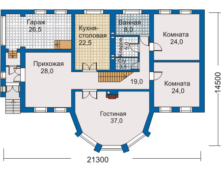 Планировка первого этажа :: Проект дома из кирпича 30-49