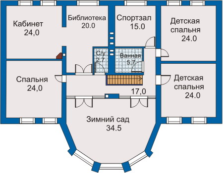 Планировка второго этажа :: Проект дома из кирпича 30-49