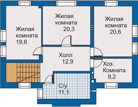 Планировка мансардного этажа :: Проект дома из кирпича 30-50