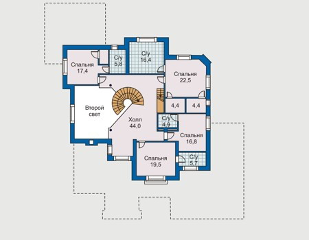 Планировка второго этажа :: Проект дома из кирпича 30-59