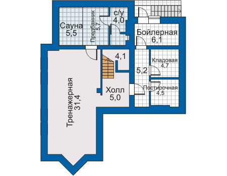 Планировка цокольного этажа :: Проект дома из кирпича 30-65