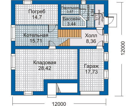 Планировка первого этажа :: Проект дома из кирпича 30-91