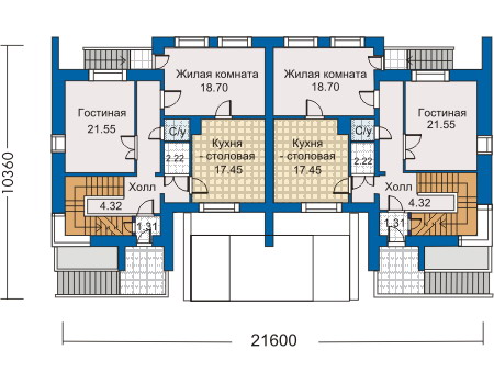 Планировка первого этажа :: Проект дома из кирпича 30-97