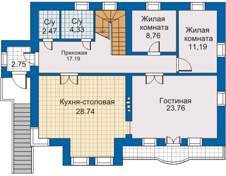 Планировка второго этажа :: Проект дома из кирпича 31-03