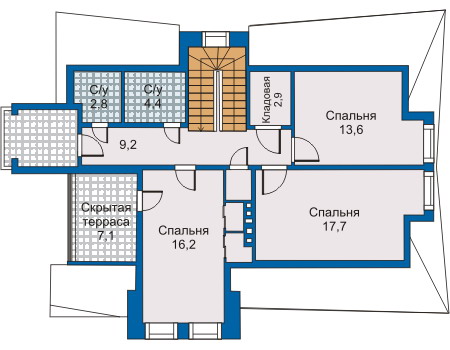 Планировка мансардного этажа :: Проект дома из кирпича 31-03