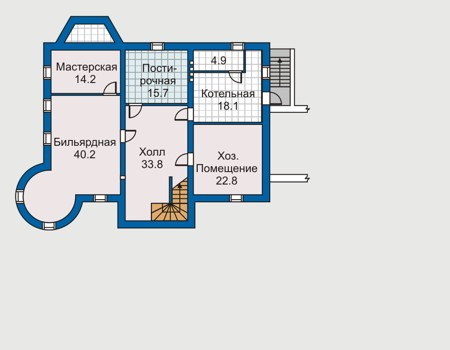 Планировка цокольного этажа :: Проект дома из кирпича 31-22