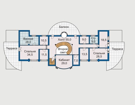 Планировка второго этажа :: Проект дома из кирпича 31-27