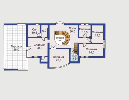 Планировка второго этажа :: Проект дома из кирпича 31-28