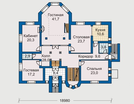 Планировка первого этажа :: Проект дома из кирпича 31-36