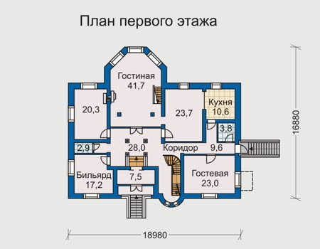 Планировка первого этажа :: Проект дома из кирпича 31-37