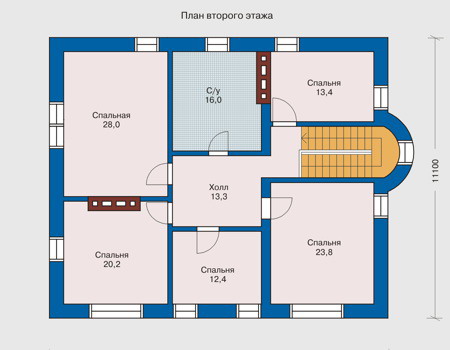 Планировка второго этажа :: Проект дома из кирпича 31-42