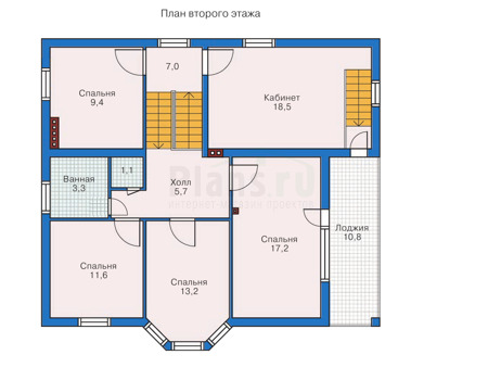 Планировка второго этажа :: Проект дома из кирпича 31-45