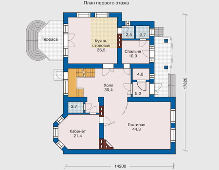 Планировка первого этажа :: Проект дома из кирпича 31-61