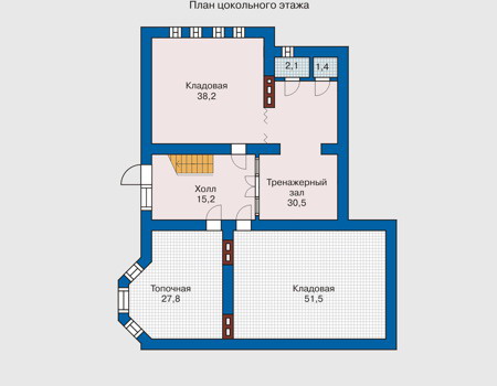 Планировка цокольного этажа :: Проект дома из кирпича 31-61