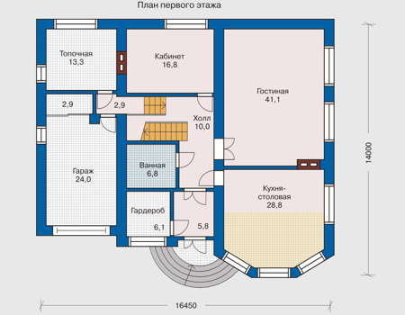 Планировка первого этажа :: Проект дома из кирпича 31-63