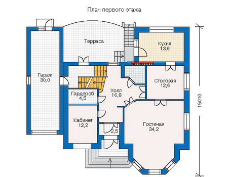 Планировка первого этажа :: Проект дома из кирпича 31-79