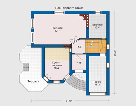 Планировка первого этажа :: Проект дома из кирпича 31-81