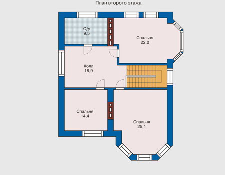 Планировка второго этажа :: Проект дома из кирпича 31-83