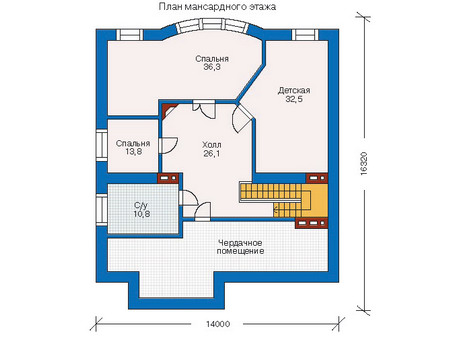 Планировка мансардного этажа :: Проект дома из кирпича 31-84